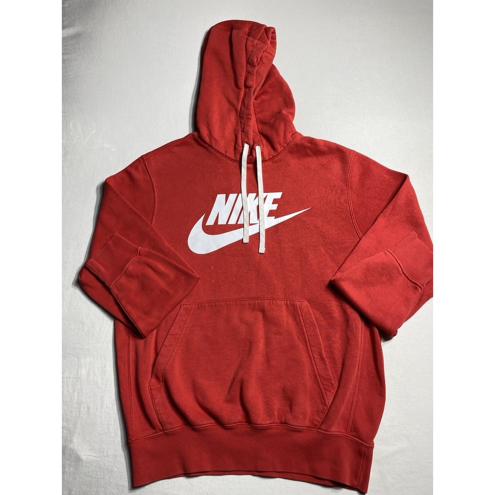 Nike Hoodie Small‎ Red Pullover Fleece Sweatshirt White Logo S Adult